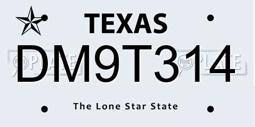 DM9T314 Texas License Plate