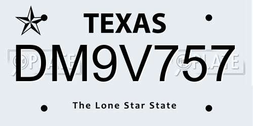 DM9V757 Texas License Plate