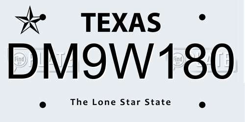 DM9W180 Texas License Plate