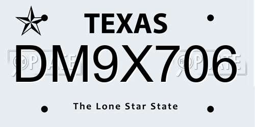 DM9X706 Texas License Plate