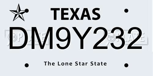 DM9Y232 Texas License Plate