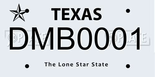 DMB0001 Texas License Plate