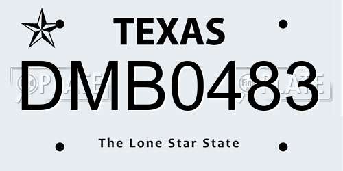 DMB0483 Texas License Plate