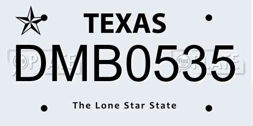 DMB0535 Texas License Plate