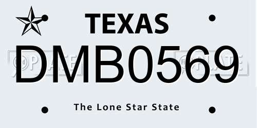 DMB0569 Texas License Plate