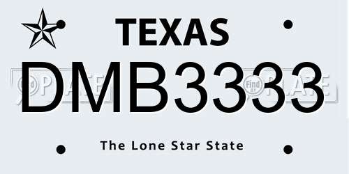 DMB3333 Texas License Plate