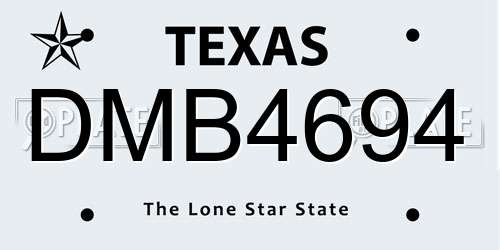 DMB4694 Texas License Plate