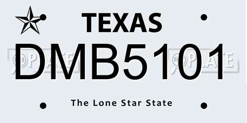DMB5101 Texas License Plate