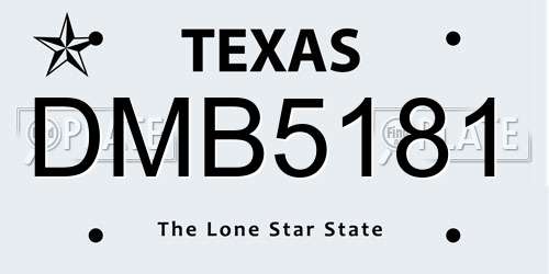 DMB5181 Texas License Plate