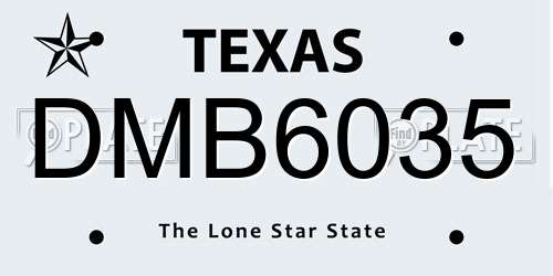DMB6035 Texas License Plate