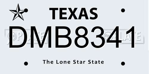 DMB8341 Texas License Plate