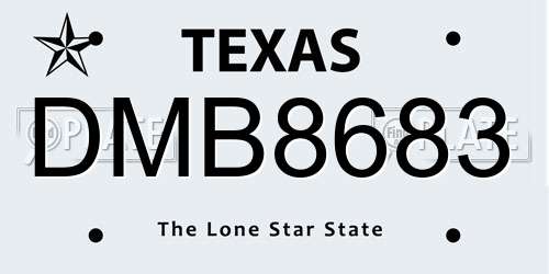 DMB8683 Texas License Plate