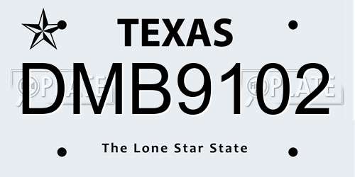 DMB9102 Texas License Plate