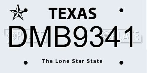 DMB9341 Texas License Plate