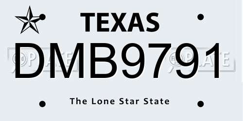 DMB9791 Texas License Plate