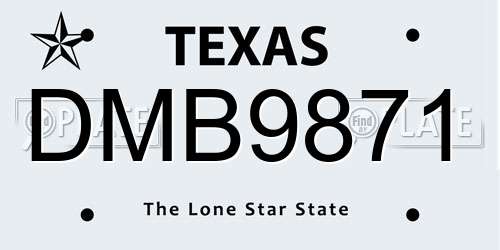 DMB9871 Texas License Plate