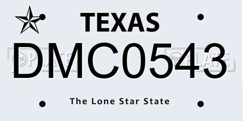 DMC0543 Texas License Plate