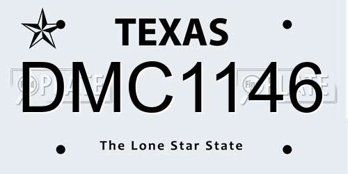 DMC1146 Texas License Plate
