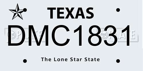DMC1831 Texas License Plate