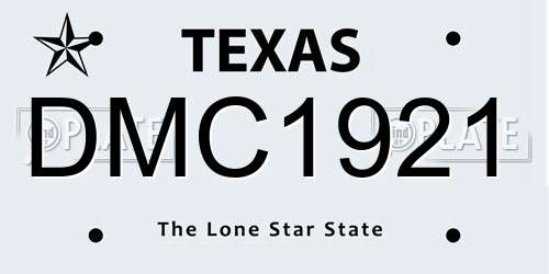 DMC1921 Texas License Plate