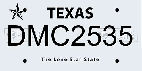 DMC2535 Texas License Plate