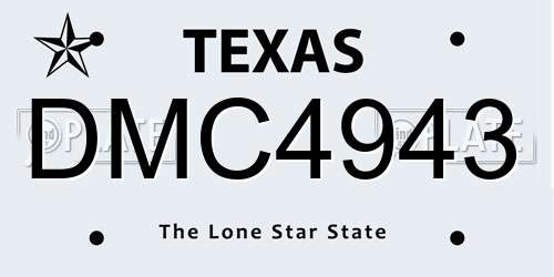 DMC4943 Texas License Plate