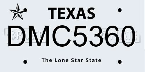 DMC5360 Texas License Plate