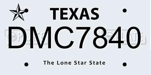 DMC7840 Texas License Plate