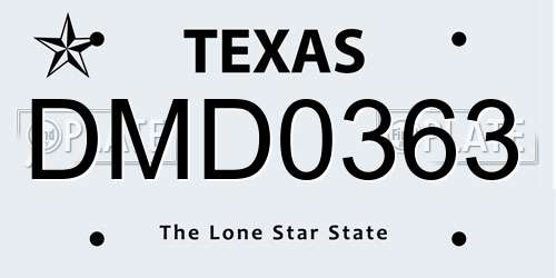 DMD0363 Texas License Plate