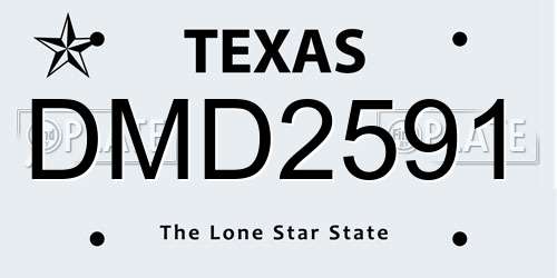 DMD2591 Texas License Plate