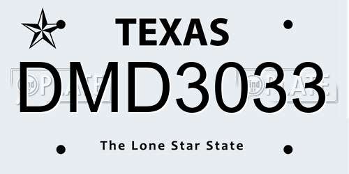 DMD3033 Texas License Plate