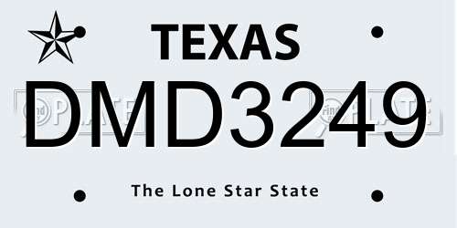 DMD3249 Texas License Plate