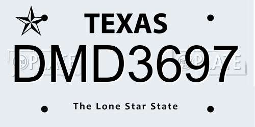 DMD3697 Texas License Plate