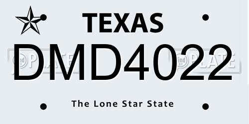 DMD4022 Texas License Plate