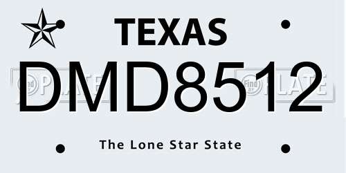 DMD8512 Texas License Plate