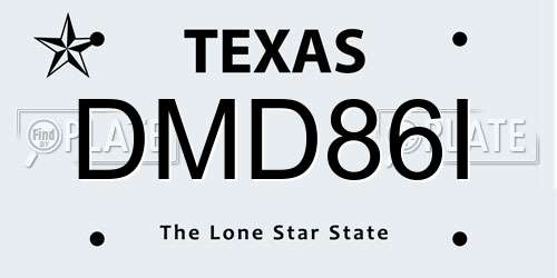 DMD86I Texas License Plate