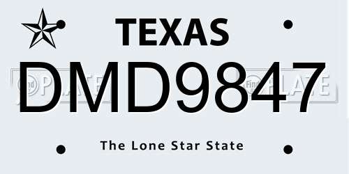 DMD9847 Texas License Plate