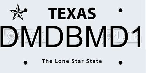 DMDBMD1 Texas License Plate