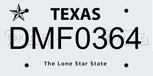 DMF0364 Texas License Plate