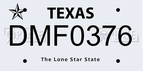 DMF0376 Texas License Plate