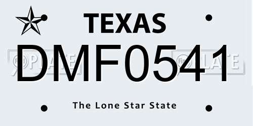 DMF0541 Texas License Plate