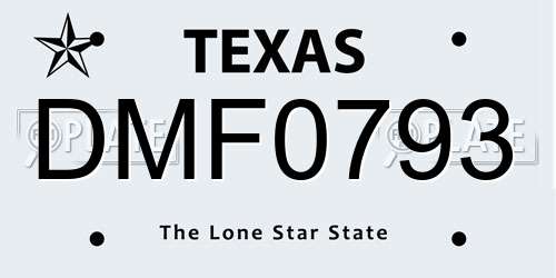 DMF0793 Texas License Plate
