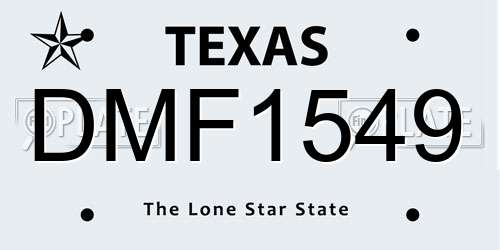 DMF1549 Texas License Plate