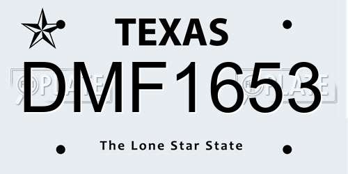DMF1653 Texas License Plate