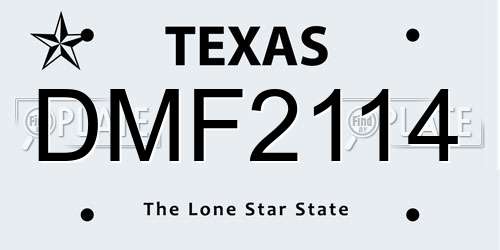 DMF2114 Texas License Plate