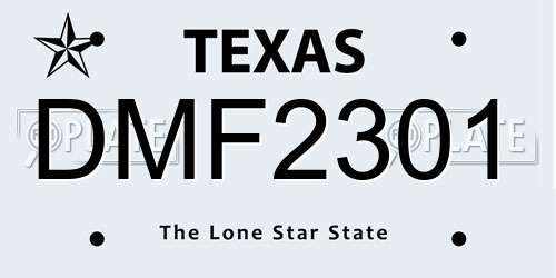 DMF2301 Texas License Plate