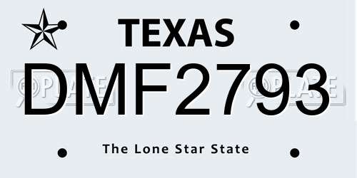 DMF2793 Texas License Plate