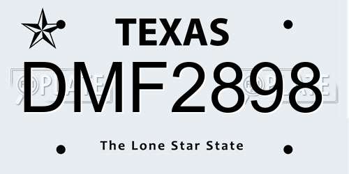DMF2898 Texas License Plate