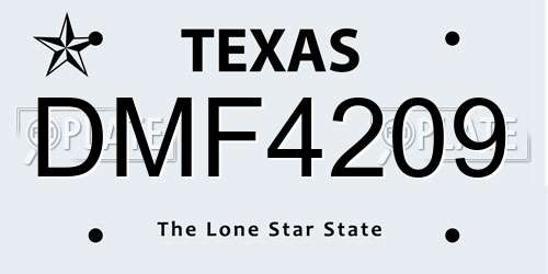 DMF4209 Texas License Plate