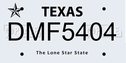 DMF5404 Texas License Plate